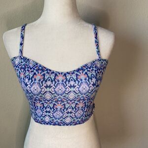 Hollister Boho Crop Top Faux Corset Small Festival Top